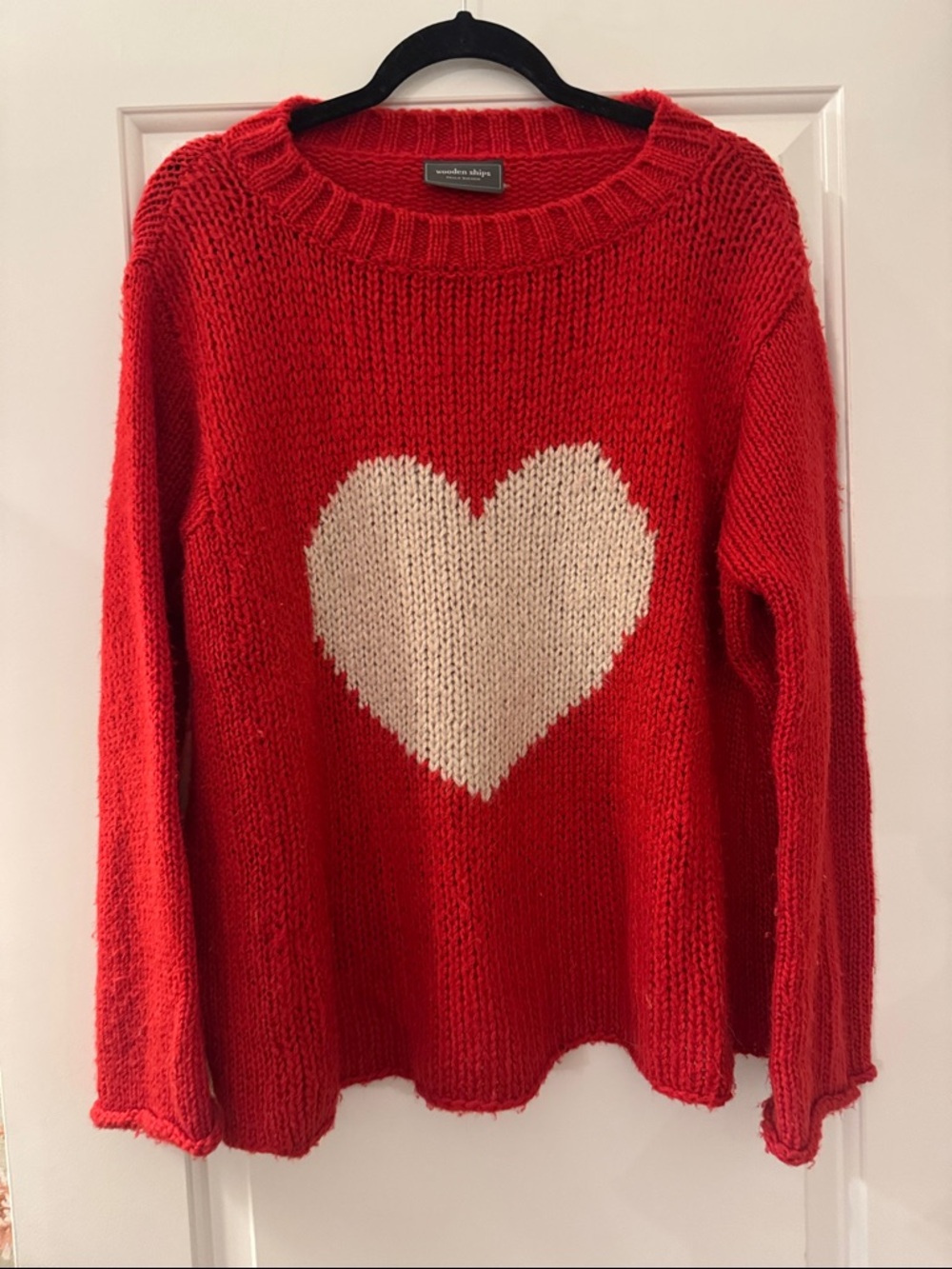 Wooden Ships Red Sweater with Cream Heart — Women
